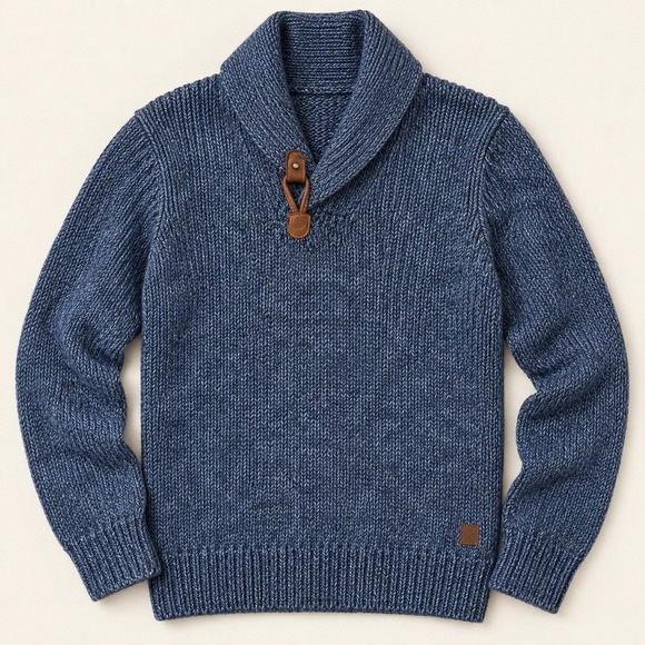 Massimo Dutti Other - MASSIMO DUTTI Men's Blue Linen-Cotton Blend Shawl Collar Sweater Sz L Italy
